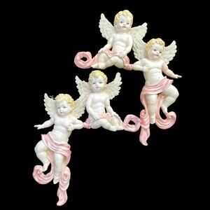 House Of Lloyd Vtg 1998 Christmas Around The World Cherub Wall Plaque Pair READ